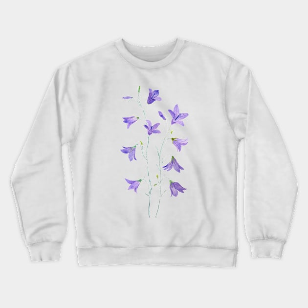 purple harebell wildflower watercolor Crewneck Sweatshirt by colorandcolor